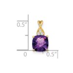 14k 7mm Cushion Checkerboard February/Amethyst and Diamond Pendant - Image 3