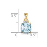 14k 7mm Cushion Checkerboard March/Aquamarine and Diamond Pendant - Image 2