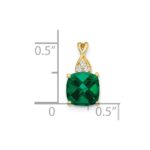 10k Checkerboard Created Emerald and Diamond Pendant - Image 2