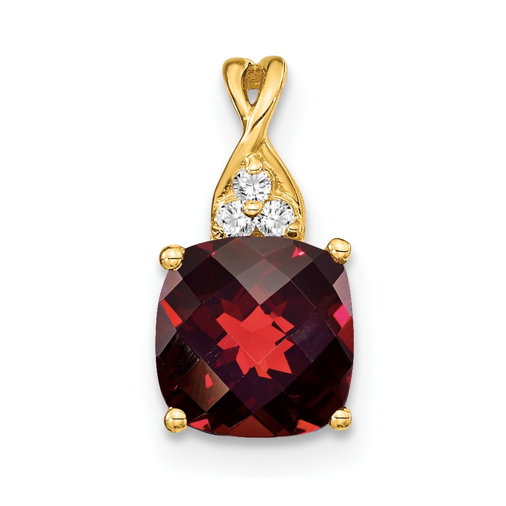 PM4393-GA-003-1YA.jpg 10k Checkerboard Garnet and Diamond Pendant - Image 1