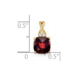 14k 7mm Cushion Checkerboard January/Garnet and Diamond Pendant - Image 2