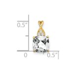 14k 7mm Cushion Checkerboard April/White Topaz and Diamond Pendant - Image 2