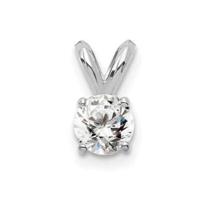 14k White Gold 1/4 carat Certified Lab Grown Diamond VS+ F+ Round Complete Four Prong Solitaire Pendant