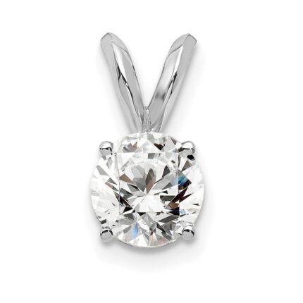 14k White Gold 1/2 carat Lab Grown Diamond VS/SI+ G+ Round Complete Four Prong Solitaire Pendant