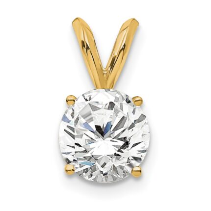 14k 3/4 carat Certified Lab Grown Diamond VS/SI+ G+ Round Complete Four Prong Solitaire Pendant