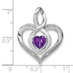 Sterling Silver Rhodium-plated Amethyst and Diamond Pendant - Image 3