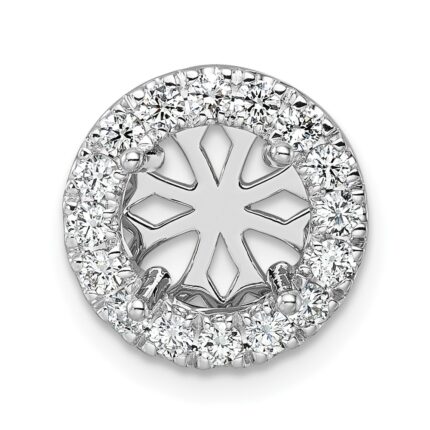 14k White Gold 1/2 carat Center Lab Grown Diamond VS/SI+ G+ Round Semi Mount 8.2mm Center Halo Chain Slide Pendant