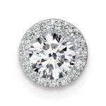 14k White Gold 1/2 carat Center Lab Grown Diamond VS/SI+ G+ Round Semi Mount 8.2mm Center Halo Chain Slide Pendant - Image 4