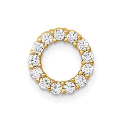 14k Polished 1/4 carat Diamond Circle Chain Slide