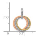 14k Tri-color 1/20 carat Diamond Three Intertwined Circles Pendant - Image 4