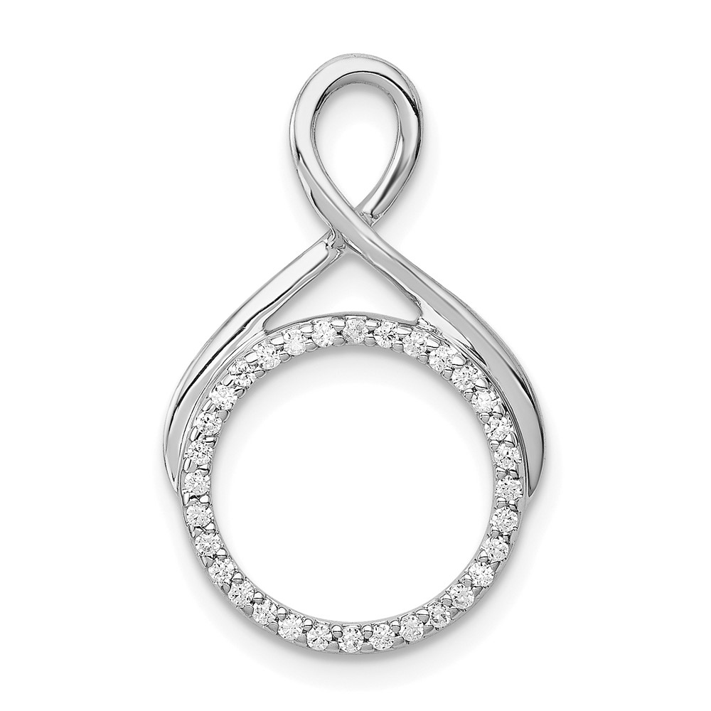 PM4723-010-WA.jpg 14k White Gold 1/10 carat Lab Grown Diamond VS/SI+ G+ Complete Fashion Circle Dangle Chain Slide Pendant - Image 1