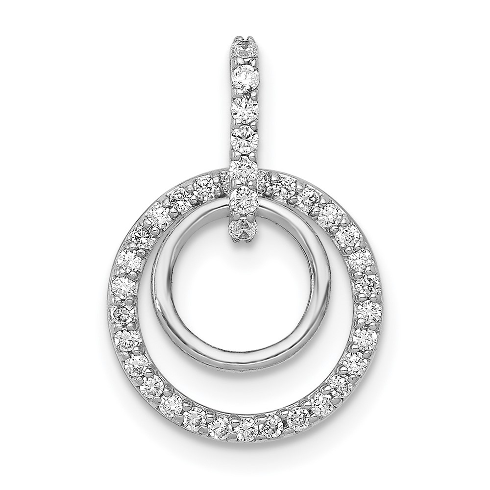 PM4727-025-WA.jpg 14k White Gold 1/4 carat Diamond Double Circle Dangle Pendant - Image 1