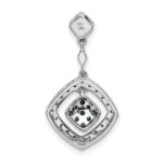 14k White Gold 1/4 carat White and Blue Diamond Square Dangle Chain Slide - Image 3