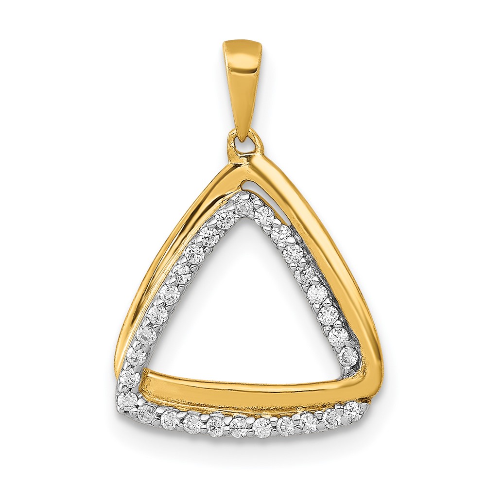 PM4737-016-YA.jpg 14k Polished 1/6 carat Diamond Double Triangle Pendant - Image 1