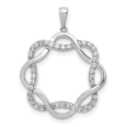 14k White Gold 1/5 carat Diamond Twisted Pendant