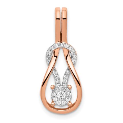 14k Rose Gold 1/6 carat Lab Grown Diamond VS/SI+ G+ Complete Knot Chain Slide Pendant