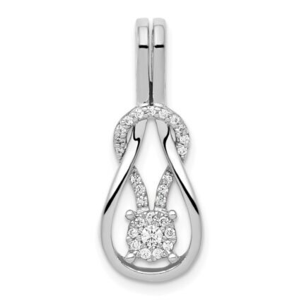 14k White Gold 1/6 carat Diamond Knot Slide Fits up to 2mm Regular/3mm Fancy or Reversible Omega