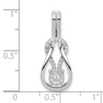 14k White Gold 1/6 carat Diamond Knot Slide Fits up to 2mm Regular/3mm Fancy or Reversible Omega - Image 4
