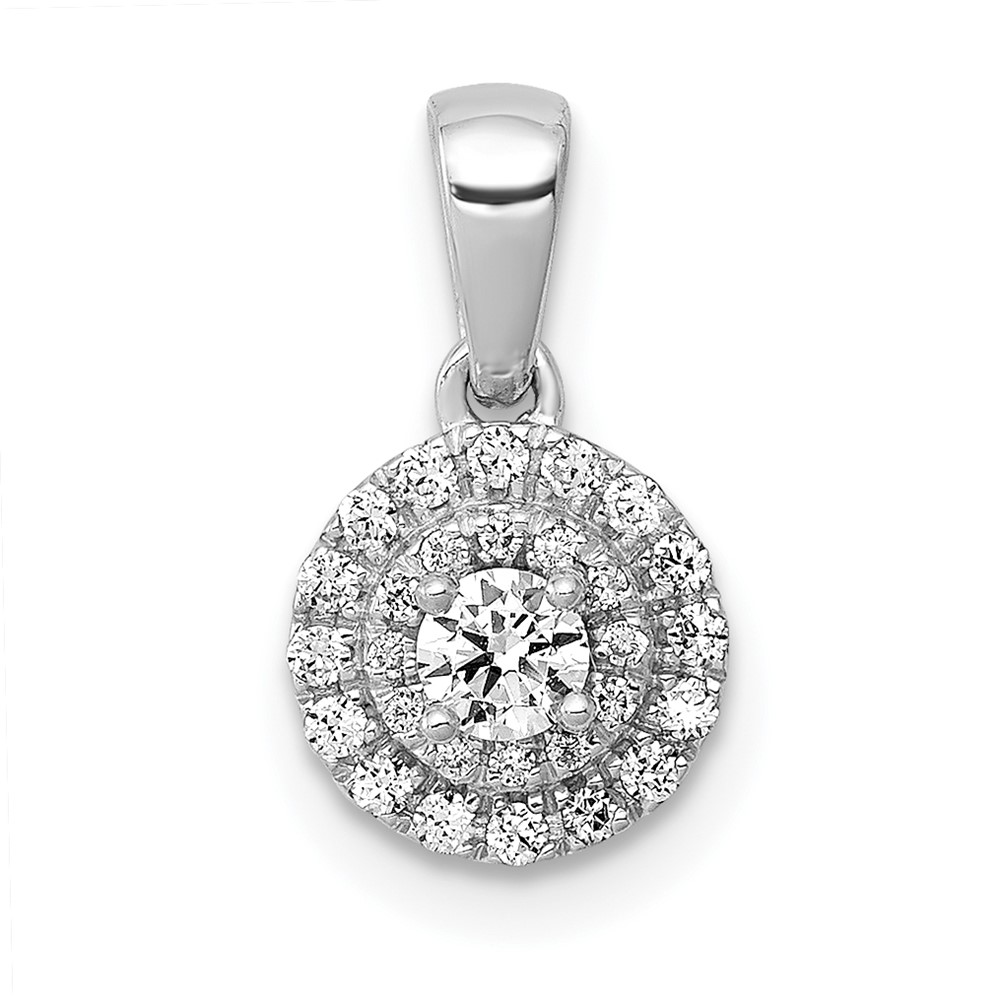 PM4741-025-WA.jpg 14k White Gold 1/4 carat Diamond Round Halo Cluster Pendant - Image 1