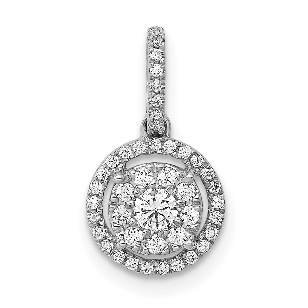 PM4744-025-WA.jpg 14k White Gold 1/4 carat Diamond Round Halo Cluster Pendant - Image 1