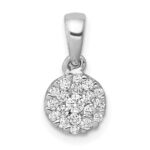 14k White Gold 1/4 carat Diamond Round Cluster Pendant