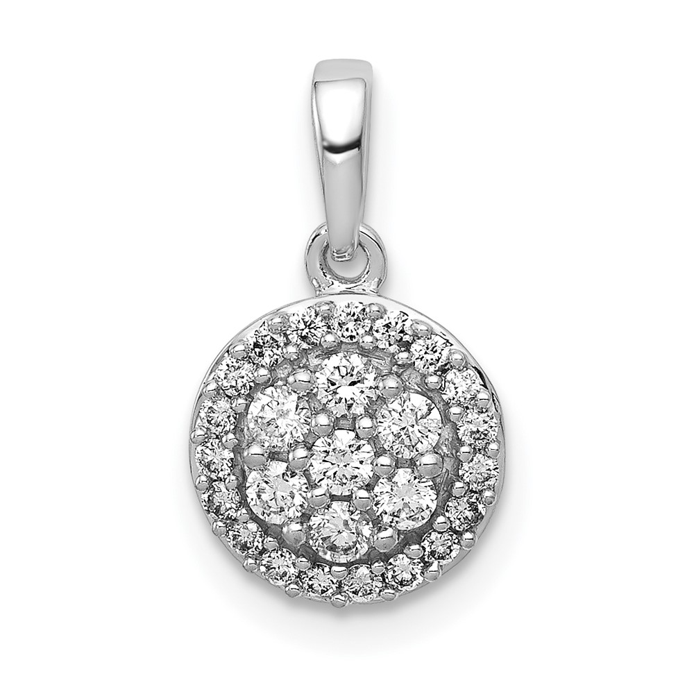 PM4751-025-WA.jpg 14k White Gold 1/4 carat Diamond Round Halo Cluster Pendant - Image 1