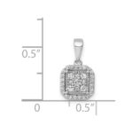 14k White Gold 1/4 carat Diamond Square Halo Cluster Pendant - Image 4