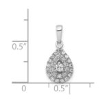 14k White Gold 1/4 carat Diamond Halo Teardrop Pendant - Image 4