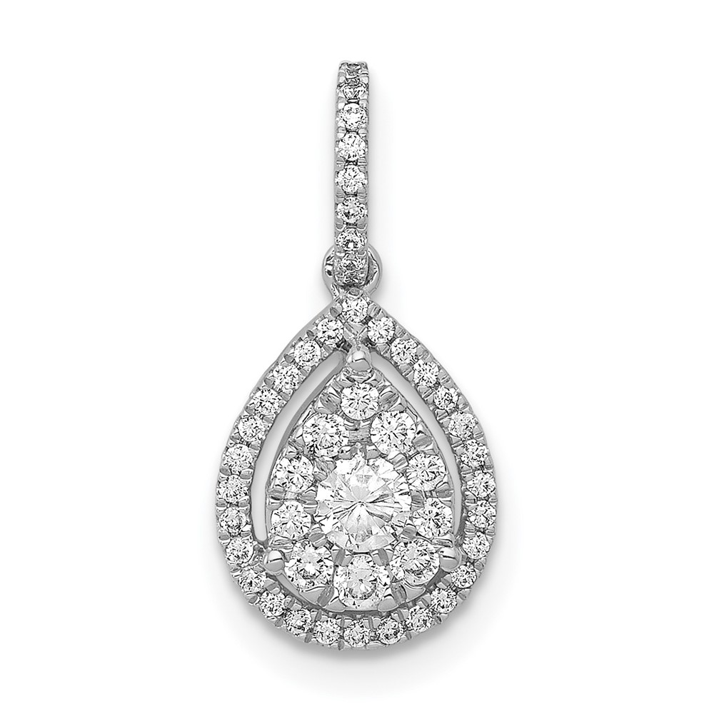 PM4776-033-WA-1.jpg 14k White Gold 1/3 carat Lab Grown Diamond VS/SI+ G+ Complete Teardrop Dangle Pendant - Image 1