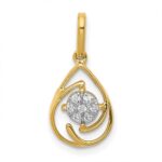 14k Polished 1/15 carat Diamond Teardrop Slide Fits up to 2mm Regular/3mm Fancy or Reversible Omega