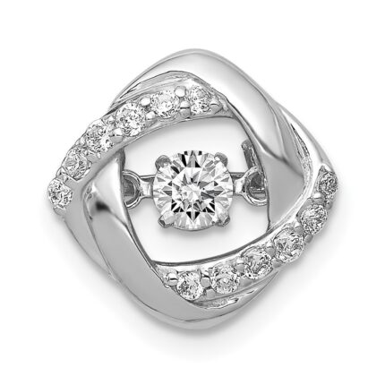 14k White Gold 1/4 carat Vibrant Moving Diamond Intertwined Squares Chain Slide