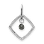 14k White Gold 1/6 carat Black Diamond Dangle Square Pendant - Image 3