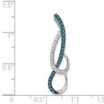 14k White Gold 1/4 carat Blue and White Diamond Fancy Chain Slide - Image 4