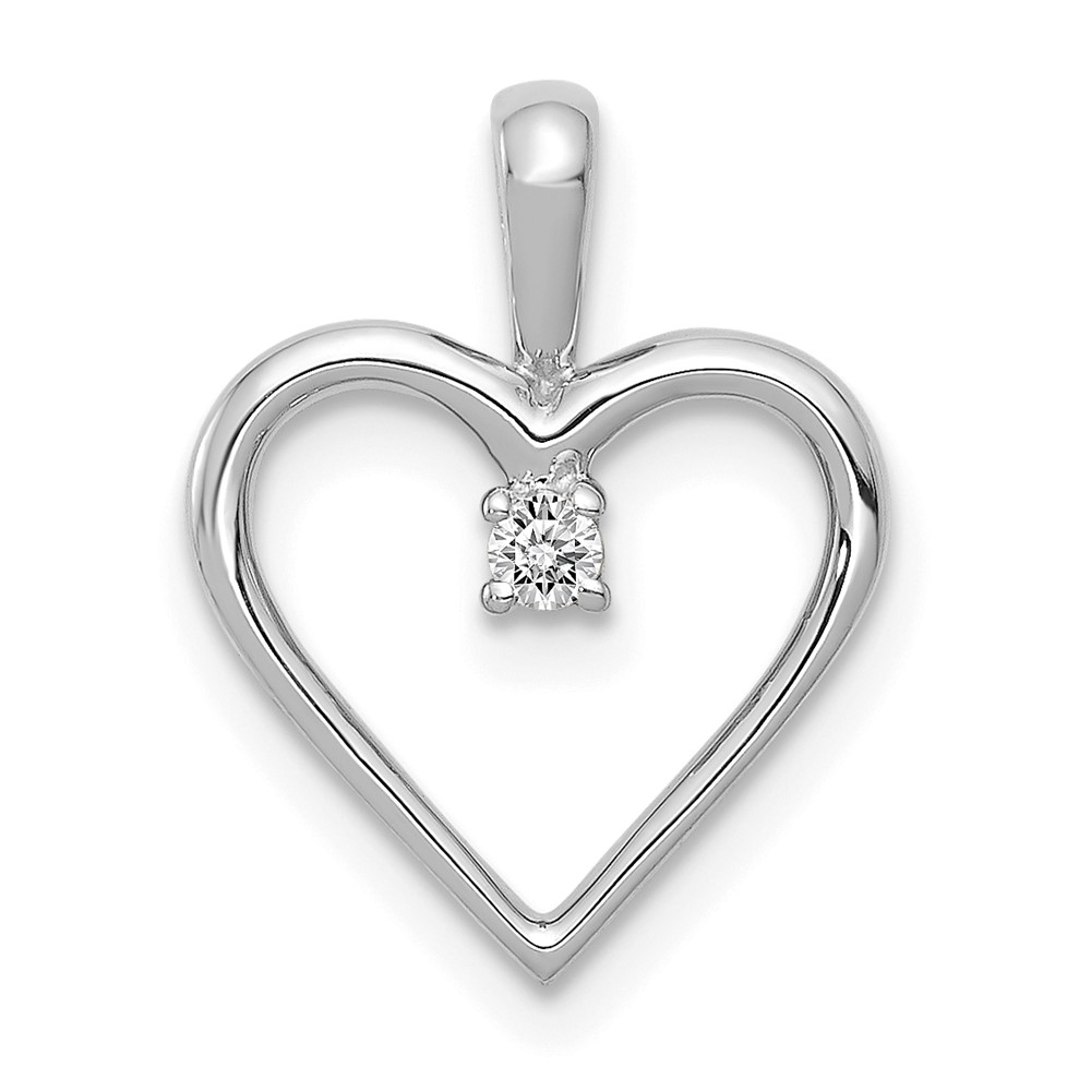 PM4816-003-WA.jpg 14k White Gold .03 carat AA Diamond Heart Pendant - Image 1