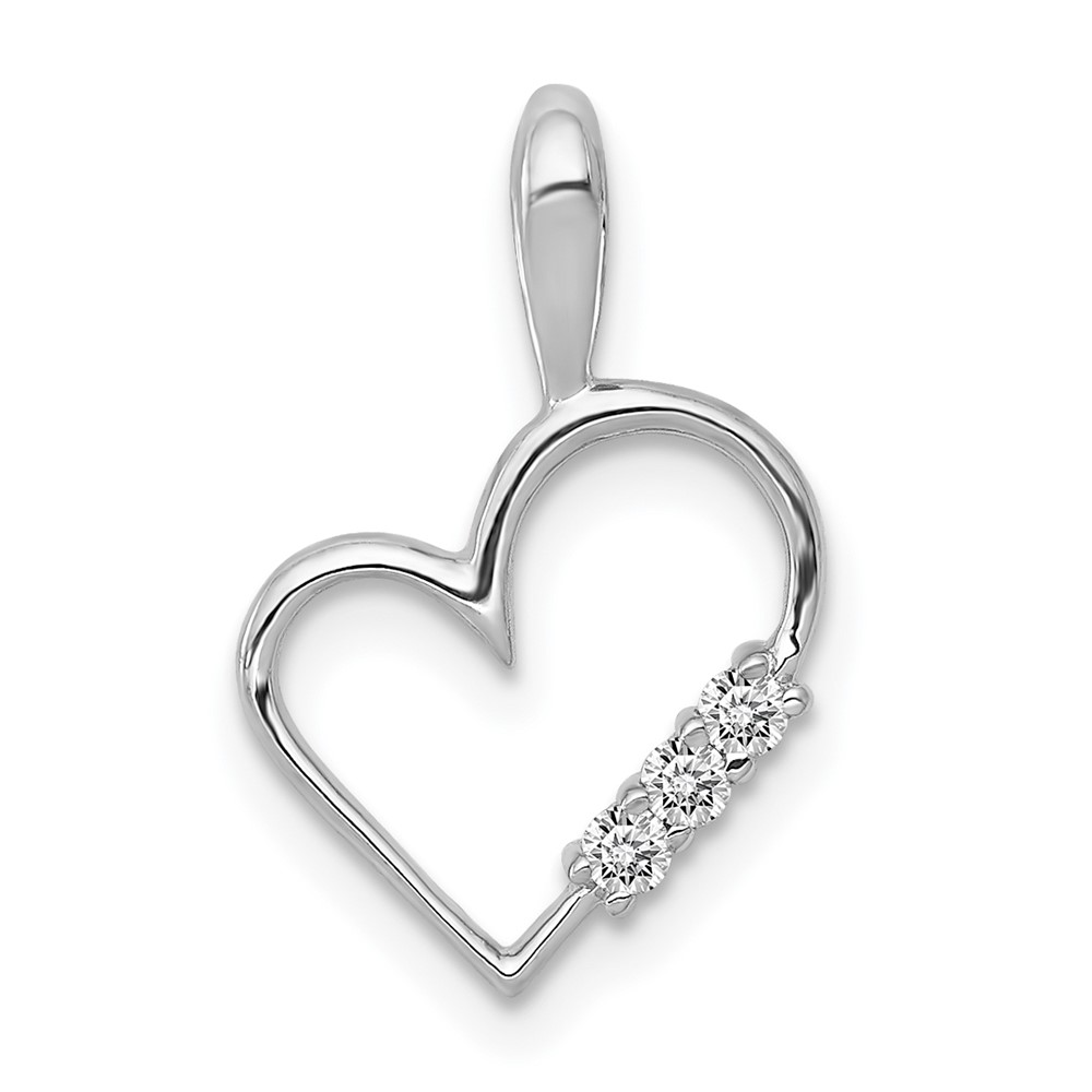 PM4818-005-WA.jpg 14k White Gold 1/20 carat AA Diamond Heart Pendant - Image 1
