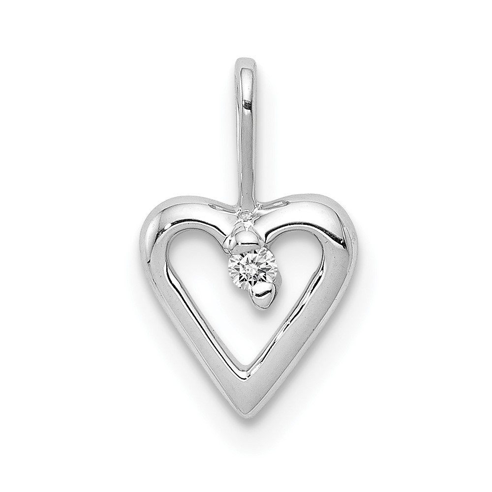PM4834-002-WA.jpg 14k White Gold .02 carat Diamond Heart Pendant - Image 1