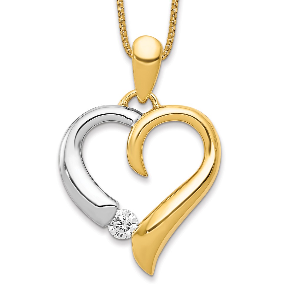 PM4835-007-YWA.jpg 14k Two-tone 1/15 carat Diamond Heart Pendant - Image 1