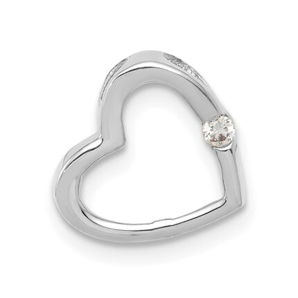 10k White Gold AA Diamond Heart Chain Slide