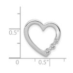 14k White Gold 1/6 carat Diamond 3-Stone Heart Chain Slide - Image 4