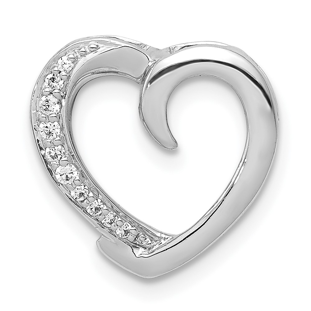 PM4852-006-WA.jpg 14k White Gold 1/20 carat Diamond Heart Chain Slide - Image 1