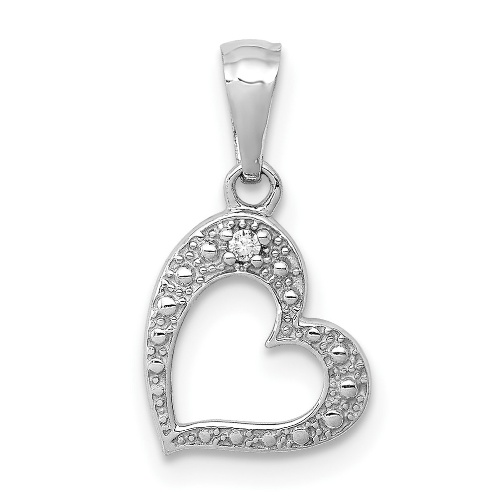 PM4859-001-1WA.jpg 10K White Gold .01ct. Diamond Heart Pendant - Image 1