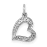 14k White Gold 1/20 carat Diamond Curved Heart Charm