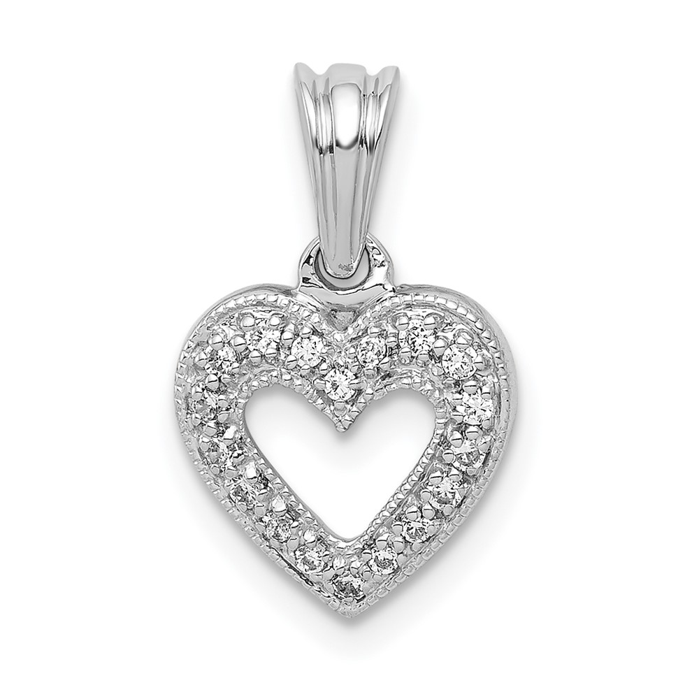PM4861-010-WA.jpg 14k White Gold 1/10 carat Diamond Heart Pendant - Image 1