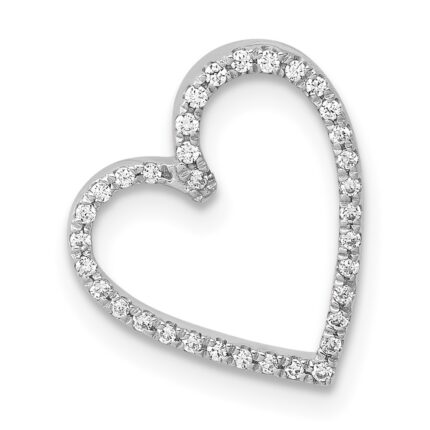 14k White Gold 1/10 carat Diamond Heart Chain Slide