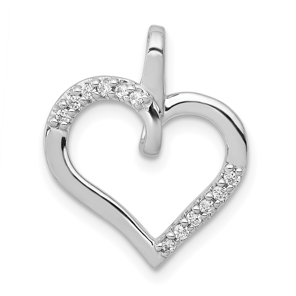PM4867-010-WA.jpg 14k White Gold 1/10 carat Diamond Heart Pendant - Image 1