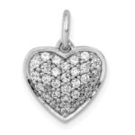 14k White Gold 3/8 carat Pave Diamond Heart Pendant