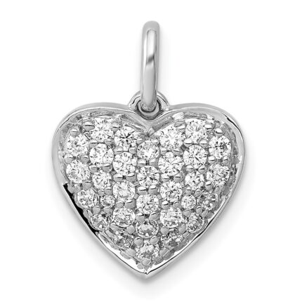 14k White Gold 1/2 carat Pave Diamond Heart Pendant