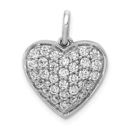 14k White Gold 1 carat Lab Grown Diamond VS/SI+ G+ Complete Cluster Heart Pendant