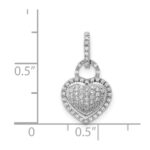 14k White Gold 1/5 carat Pave Diamond Fancy Heart Pendant - Image 4