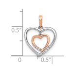 10Kt White w/ Rose Gold Heart Charm Diamond Heart Pendant - Image 4